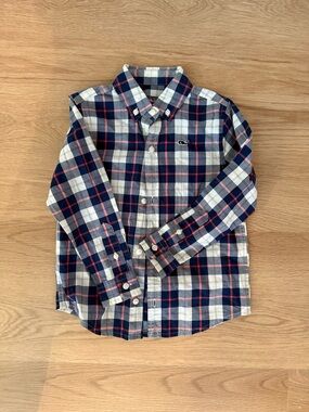 Vineyard Vines Navy, White & Red Plaid Button-Down Shirt